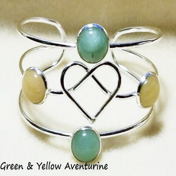 Heart & Stones Cuff Bracelet (Silver Tone) - Picture 3 of 4